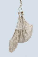 Fringed Cotton Rope Mexican Hammock Swing from Mexico in Ivory - Extra Image