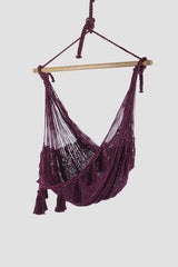 Deluxe Extra Large Mexican Hammock Chair in Outdoor Cotton Colour Maroon - Front View