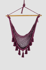 Deluxe Extra Large Mexican Hammock Chair in Outdoor Cotton Colour Maroon - Side View
