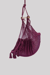 Deluxe Extra Large Mexican Hammock Chair in Outdoor Cotton Colour Maroon - Close-Up Angle