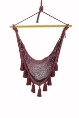 Deluxe Extra Large Mexican Hammock Chair in Outdoor Cotton Colour Maroon - Extra Image