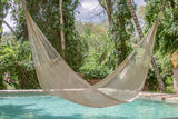 Mayan Legacy Queen Size Super Nylon Mexican Hammock in Cream Colour - Front View