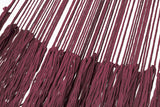 Outdoor undercover cotton Mayan Legacy hammock with hand crocheted tassels King Size Maroon - Close-Up Angle