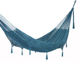 Outdoor undercover cotton Mayan Legacy hammock with hand crocheted tassels Queen Size Bondi - Front View