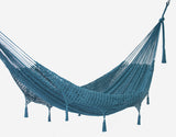 Outdoor undercover cotton Mayan Legacy hammock with hand crocheted tassels Queen Size Bondi - Top-Down View