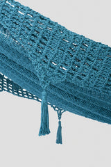 Outdoor undercover cotton Mayan Legacy hammock with hand crocheted tassels Queen Size Bondi - 45-Degree Angle