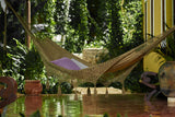 Outdoor undercover cotton Mayan Legacy hammock with hand crocheted tassels Queen Size Cedar - Side View