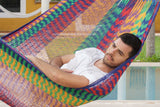 Mexican Handwoven Cotton Family Hammock - Mayan Legacy Outdoor Comfort - Front View