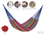 Mexican Handwoven Cotton Family Hammock - Mayan Legacy Outdoor Comfort - 45-Degree Angle
