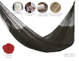 Outdoor undercover cotton Mayan Legacy hammock King size Black - Top-Down View