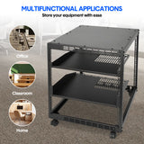 Alston 12U Open Frame Server Rack Hifi Device Rack with Vented Shelves Heavy Duty 4-Post AV/IT Network Rack Free Standing with Lockable Casters - Extra Image