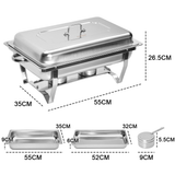 Alston 9Lx1 Food Buffet Warmer Pan Bain Marie Bow Chafing Dish Insulated Stainless Steel Stackable Tray Catering Food Server Set with Lid Party Banquet Dining - Close-Up Angle