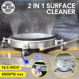 2In1 Surface Cleaner 16.5Inch Undercarriage Washer Pressure Washer Max 4000PSI 1/4 Quick Connector with Universal Wheels and Wands for Car Ground Cleaning - Front View