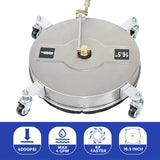 2In1 Surface Cleaner 16.5Inch Undercarriage Washer Pressure Washer Max 4000PSI 1/4 Quick Connector with Universal Wheels and Wands for Car Ground Cleaning - 45-Degree Angle