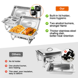 Alston 9L 4.5x2 Bain Marie Bow Food Buffet Warmer Pan Chafing Dish Stainless Steel Catering Warmer Set with Trays Lid Fuel Holder Party Banquet Dining - Side View