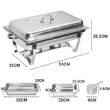 Alston 9L 4.5x2 Bain Marie Bow Food Buffet Warmer Pan Chafing Dish Stainless Steel Catering Warmer Set with Trays Lid Fuel Holder Party Banquet Dining - Close-Up Angle