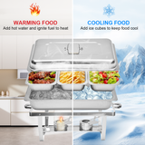 Alston 9L 3x3L Bain Marie Bow Food Buffet Warmer Pan Chafing Dish Stainless Steel Catering Warmer Set with Trays Lid Fuel Holder Party Banquet Dining - Low Angle