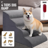 Non-Slip 4 Tiers Dog Ramp/Step/Stair Foam Dog Steps for High Beds or Couches - Front View