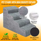 Non-Slip 4 Tiers Dog Ramp/Step/Stair Foam Dog Steps for High Beds or Couches - Side View