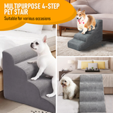 Non-Slip 4 Tiers Dog Ramp/Step/Stair Foam Dog Steps for High Beds or Couches - 45-Degree Angle