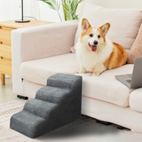 Non-Slip 4 Tiers Dog Ramp/Step/Stair Foam Dog Steps for High Beds or Couches - Low Angle