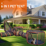 6 in1 Outdoor Portable Pet Cat Playpen Folding Pop Up Mesh Play Tent Tunnel House Enclosures Portable with Storage Bag for Indoor and Outdoor - Front View