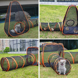 6 in1 Outdoor Portable Pet Cat Playpen Folding Pop Up Mesh Play Tent Tunnel House Enclosures Portable with Storage Bag for Indoor and Outdoor - Side View