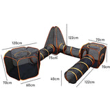6 in1 Outdoor Portable Pet Cat Playpen Folding Pop Up Mesh Play Tent Tunnel House Enclosures Portable with Storage Bag for Indoor and Outdoor - Low Angle