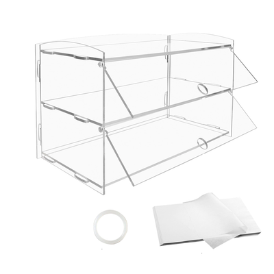Alston 2-Tier Bakery Display Case Cabinet Pastry Acrylic Cupcake Donuts Cake Pastry Clear Display Cabinet Shelf Transparent Showcase 225x485x330mm