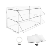 Alston 2-Tier Bakery Display Case Cabinet Pastry Acrylic Cupcake Donuts Cake Pastry Clear Display Cabinet Shelf Transparent Showcase 225x485x330mm - Top-Down View