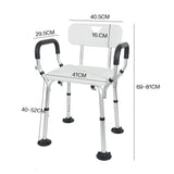 Shower Seat Bath Chair Adjustable Height Non-Slip Shower Bathtub Seat with Padded Arms Removable Back for Elderly Medical Disabled Safety Bathroom