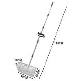 Beach Rake Stainless Steel Sand Flea Rake 140cm Long Detachable Handle and Shark Tooth Wide Sifter for Easy Sand Flea Removal with Bonus Basket and Tools - Close-Up Angle