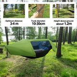 Hammock Tent Outdoor Double Portable Multi-Functional Waterproof Hammock Parachute Camping Hanging Bed 270x140cm with Anti Mosquito Net and Storage Bag - Top-Down View