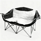 Double Camping Chairs Outdoor Lawn Camping Couch Heavy Duty Folding Chairs Strong Loading Capacity Metal Frame Oxford Fabric with Armrests and Cup Holders