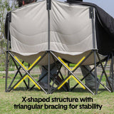 Double Camping Chairs Outdoor Lawn Camping Couch Heavy Duty Folding Chairs Strong Loading Capacity Metal Frame Oxford Fabric with Armrests and Cup Holders - Low Angle