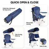 Foldable Canopy Shade Chair Outdoor Sturdy Frame Thickened Oxford Fabric Chair with Armrest Cup Holder and Carry Bag for Camping Fishing Yard Barbeque - Top-Down View