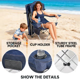 Foldable Canopy Shade Chair Outdoor Sturdy Frame Thickened Oxford Fabric Chair with Armrest Cup Holder and Carry Bag for Camping Fishing Yard Barbeque - 45-Degree Angle