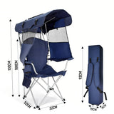 Foldable Canopy Shade Chair Outdoor Sturdy Frame Thickened Oxford Fabric Chair with Armrest Cup Holder and Carry Bag for Camping Fishing Yard Barbeque - Close-Up Angle