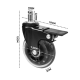 5 pcs Office Chair Casters 360 Rotatable Replacement Wheels with Locks - Close-Up Angle