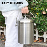 5L Compost Bin Kitchen Countertop Stainless Steel Composter Bucket with Lid and Charcoal Caddy Kitchen Waste Pail Odour Free and Easy Cleaning Silver - Top-Down View