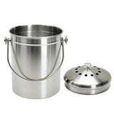 5L Compost Bin Kitchen Countertop Stainless Steel Composter Bucket with Lid and Charcoal Caddy Kitchen Waste Pail Odour Free and Easy Cleaning Silver - Rear View