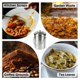 5L Compost Bin Kitchen Countertop Stainless Steel Composter Bucket with Lid and Charcoal Caddy Kitchen Waste Pail Odour Free and Easy Cleaning Silver - Low Angle