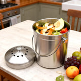 5L Compost Bin Kitchen Countertop Stainless Steel Composter Bucket with Lid and Charcoal Caddy Kitchen Waste Pail Odour Free and Easy Cleaning Silver - Extra Image