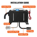 Diesel Air Heater 12V 8KW Tank Portable Heater Thermostat With Remote Control and LCD Display for Car Truck Boat RV Campers Caravan Motorhome - Close-Up Angle