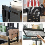 Over The Sink Dish Drying Rack Carbon Steel Dish Drainer Drying Rack 85cm Long Sink Caddy with Door and Multiple Utensils Holders Large Capacity - Low Angle