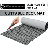 Adhesive Marine Decking EVA Foam Boat Flooring Teak Non-slip Mat Cuttable Deck Mat for Motorboat RV Yacht Kayak Surfboard 190cmx70cm Rhombus Grey - Side View