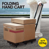 6-Wheel Folding Hand Truck Heavy Duty 227kg Capacity Collapsible Trolley with Elastic Strap Triple-Axle All-Terrain Design Moving RV Camping Warehouse - Front View