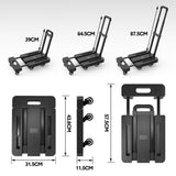 6-Wheel Folding Hand Truck Heavy Duty 227kg Capacity Collapsible Trolley with Elastic Strap Triple-Axle All-Terrain Design Moving RV Camping Warehouse - Low Angle