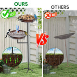 Bird Bath and Feeder Double 12Inch Bowls Metal Bird Feeder Birdbaths Freestanding Bird Bath Stand with Stakes for Garden Outdoors Decor Large Capacity - Front View