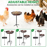 Bird Bath and Feeder Double 12Inch Bowls Metal Bird Feeder Birdbaths Freestanding Bird Bath Stand with Stakes for Garden Outdoors Decor Large Capacity - Side View